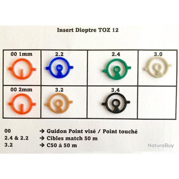 Lot de 7 inserts pour Dioptre Toz 12 imprims 3D