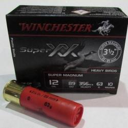 boite de 10 cartouches Winchester Super Magnum XX , cal 12/89  bourre jupe , 63 grammes, Numero 0