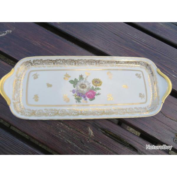 VINTAGE - Plat  cake en porcelaine de LIMOGES,a dcors fleurs (Raynaud)(XX)
