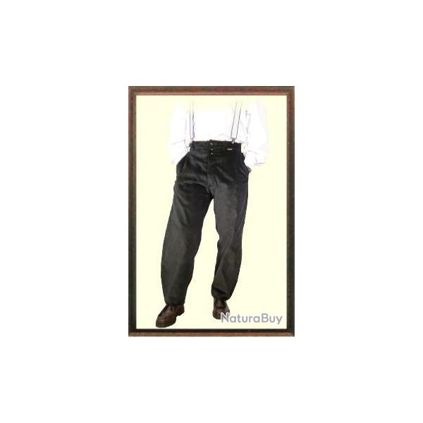 Pantalon largeot velours  passants Le Laboureur Compagnon Noir 34 Entrejambe 76 cm Avec genouillre