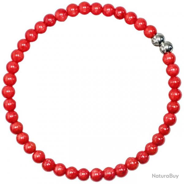 Bracelet en bambou des mers teint rouge - Perles rondes 5 mm