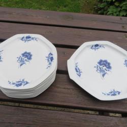 Service à dessert 9 pièces avec plat en porcelaine de Limoges - Modèle FEUILLADE (Décor INALTÉRABLE)