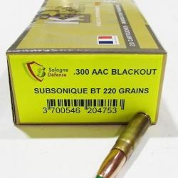 20 munitions Sologne .300 AAC Blackout Subsonique 220grs