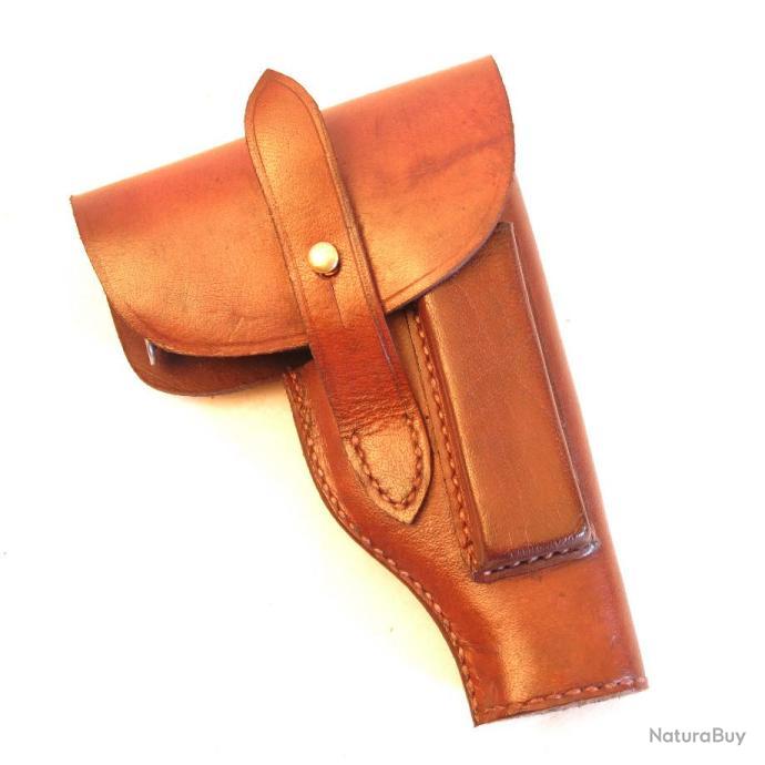 Étui Holster Cuir Pour Pistolet 7,65 Mm - FFI Maquis Résistance France 1944 - Original