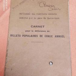 FRONT POPULAIRE, CARNET DE TRANSPORT ATTRIBUE ANCIEN POILU 14/18, 1937/38