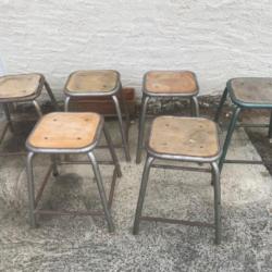 Lot de 6  tabouret école  ancien