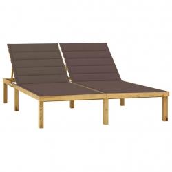 Transat chaise longue bain de soleil lit de jardin terrasse meuble d'extérieur double et coussins t