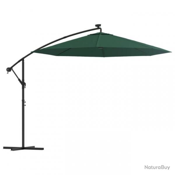 Parasol mobilier de jardin avec clairage led 300 cm poteau en mtal vert 02_0008142