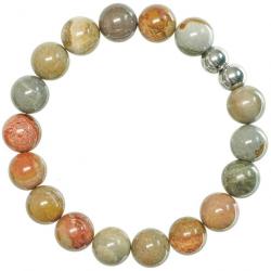 Bracelet en jaspe polychrome - Perles rondes 10 mm