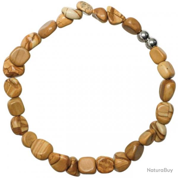 Bracelet en jaspe paysage - Perles roules 5  8 mm