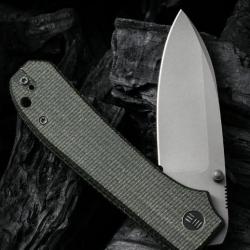 Couteau We Knife Co Big Banter Green Lame Acier CPM-20CV Stonewash Manche Micarta IKBS Clip WE210452