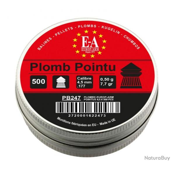 Boite de 500 plombs 4,5 mm Europarm pointus