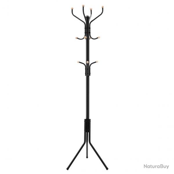 Porte-manteau sur pieds support manteau de 3 tube en fer hauteur de 182cm noir 12_0002365