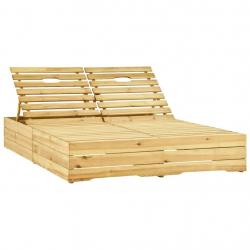 Transat chaise longue bain de soleil lit de jardin terrasse meuble d'extérieur double 198 x 135 x (