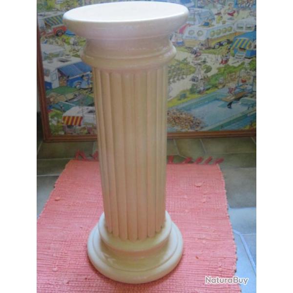 VINTAGE - Colonne Antique cannele en cramique vernie maill craquel couleur beige (XX)  Pour le