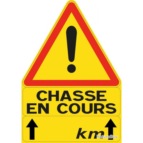 Pack 20 panneaux 100 x 70 cm CHASSE EN COURS