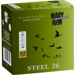 Boite De 25 Cartouches Mary Arm Steel 26 Calibre 16 - Gr - Bj - 4+5pb