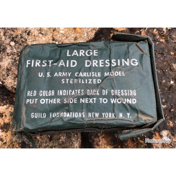PANSEMENT US WW2 USA MILITARIA LARGE FIRST AID DRESSING U.S.ARMY CARLISLE