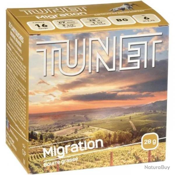 Cartouches Tunet Migration 28g BG plomb n6 - Cal.16 x1 boite
