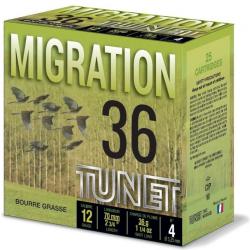 Cartouches Tunet Migration 36 36g BG plomb n°4 - Cal.12 x1 boite