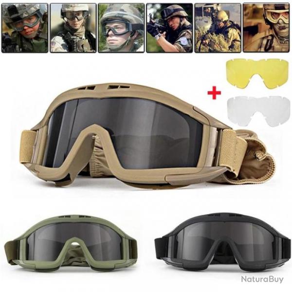 Promo !!! Lunettes tactique de protection pour le tir ( 3 lentilles )