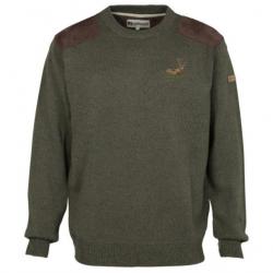 Pull de chasse col rond broderie Cerf