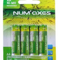 Piles Rechargeables Num'Axes AA HR6 1,2 Volts