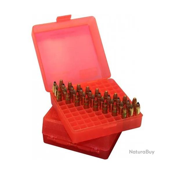 Bote De Rangement Pour 100 Munitions Calibre 22mag et 17HMR-rouge transparent