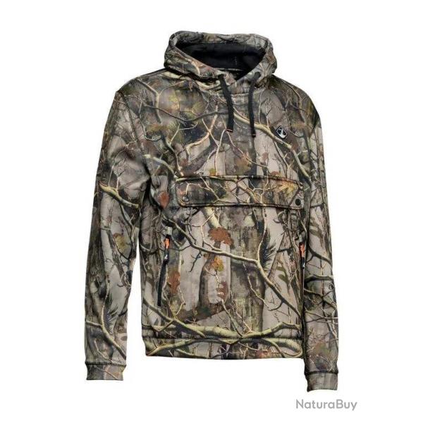 Sweat Zipp De Chasse Enfant Percussion Camo Forest-14 ans