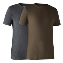 Lot De 2 Tee Shirt Deerhunter Adventure Brown Leaf Melange