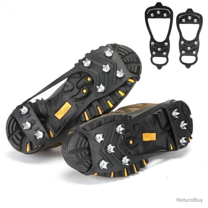 Crampons Anti Glisse Dérapants Cloutée Chaussure d'Hiver Randonnée Chasse  Montagne Glace - Accessoires bottes et chaussures (10786695)