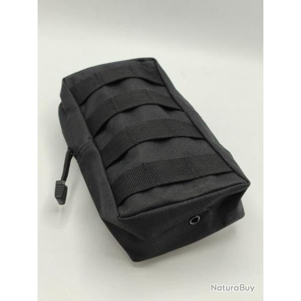 Noire -  Pochette pour ceinture / sac  dos - Militaire - Passant Molle - 11cm x 20cm.