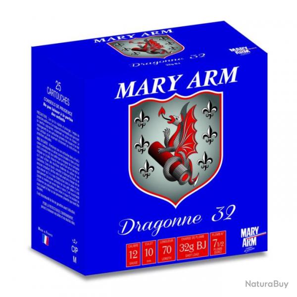 PROMO CARTOUCHES - Pack 250 cartouches Mary Arm Dragonne Cal.12 32Gr - BJ - PB 7.5