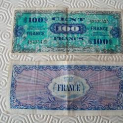 militaria ww2 U.S. billet 100 francs 1944 émi pour la libération imprimé U.S.A.