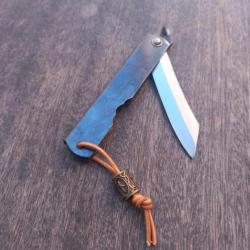 Ancien Couteau HIGONOKAMI Manche en métal noir