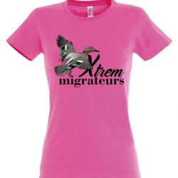 Tee shirt canard sarcelle rose XTREM MIGRATEURS