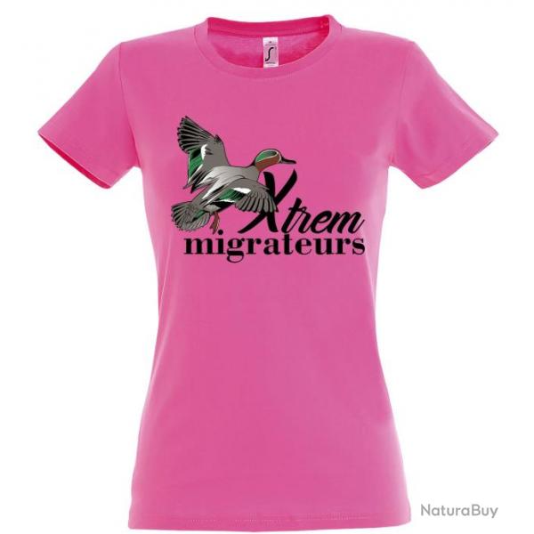 Tee shirt canard sarcelle rose XTREM MIGRATEURS