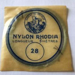 1 pochette nylon rhodia 5 m diamètre 28 pêche ancien collection occasion