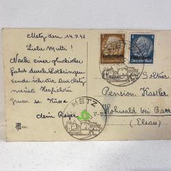 Ancienne Carte postale WW2 Allemande Tampon Metz sous l'occupation
