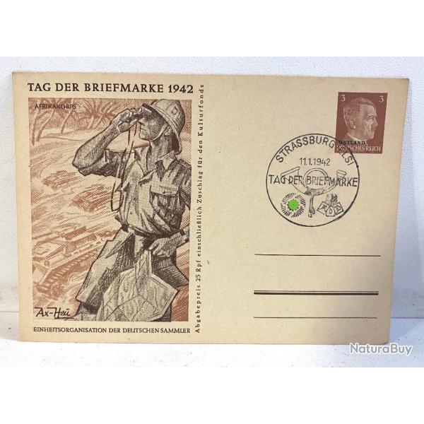 Ancienne Carte postale WW2 Allemande tag der briefmarke 1942 Tampon Timbre Afrikakorps