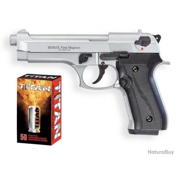 Pack pistolet FIRAT MAGNUM Chrom 9mm PAK