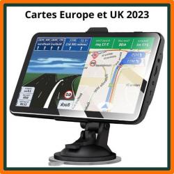 GPS 7 pouces pour poids lourd et voiture - Europe et UK 2023 - Mise à Jour Gratuite - Pare soleil