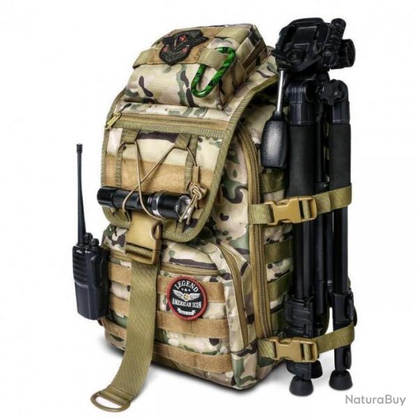 Sac  Dos Tactique Militaire 40L Camo CP Bandoulire Homme Impermable Chasse Randonne Camping