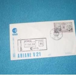 Enveloppe pour le lancement d'ARIANE V 21 (Mars 1988). COLLECTION