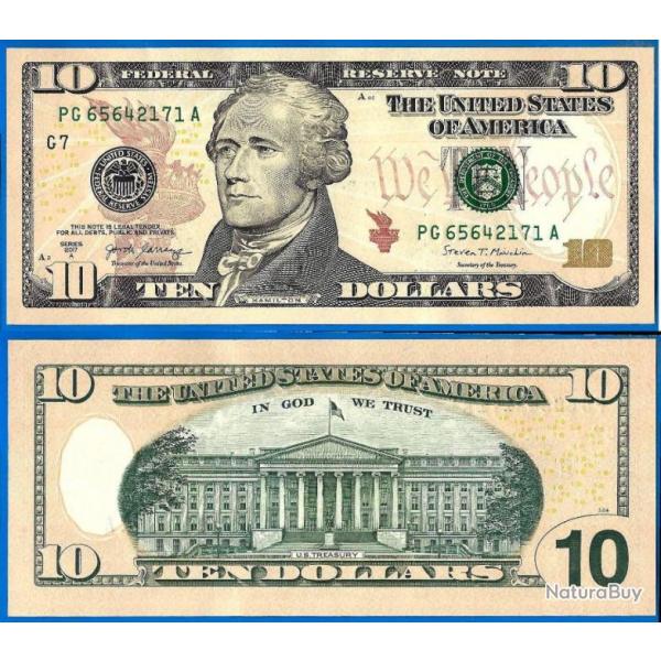 Usa 10 Dollars 2017 A Neuf Mint Chicago G7 Suffixe A Us United States Billet Dollar