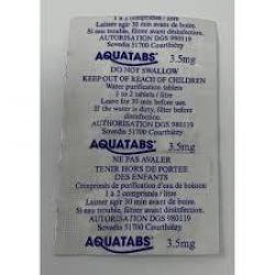 12 pastilles Aquatabs de purification d'eau 3.5mg.Survie2