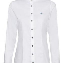 Chemise pour femme col montant motif vichy Couleur Blanc bleu