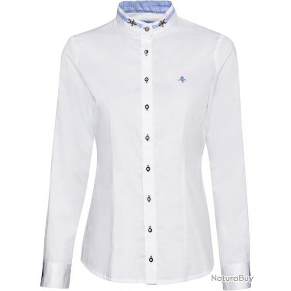 Chemise pour femme col montant motif vichy Couleur Blanc bleu