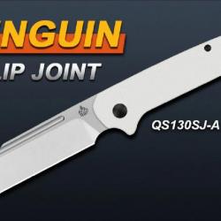 Couteau QSP Penguin Slip Joint White Lame Acier 14C28N Manche G10 QS130SJA