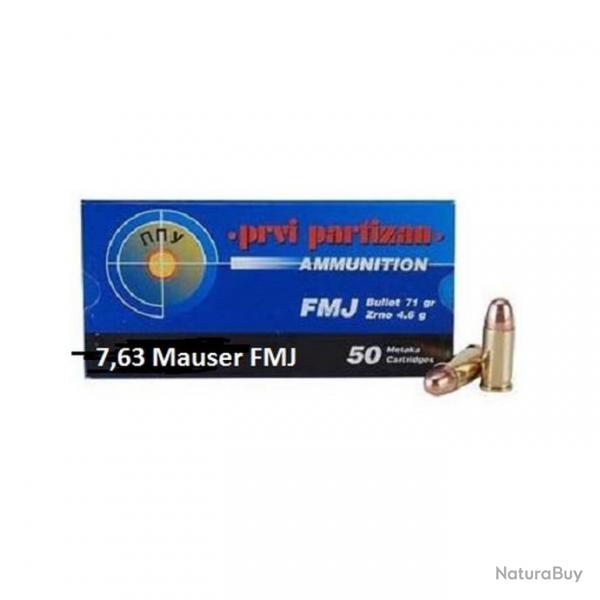 CARTOUCHES PARTIZAN CAL. 7,63 MAUSER 85-GR. FMJ